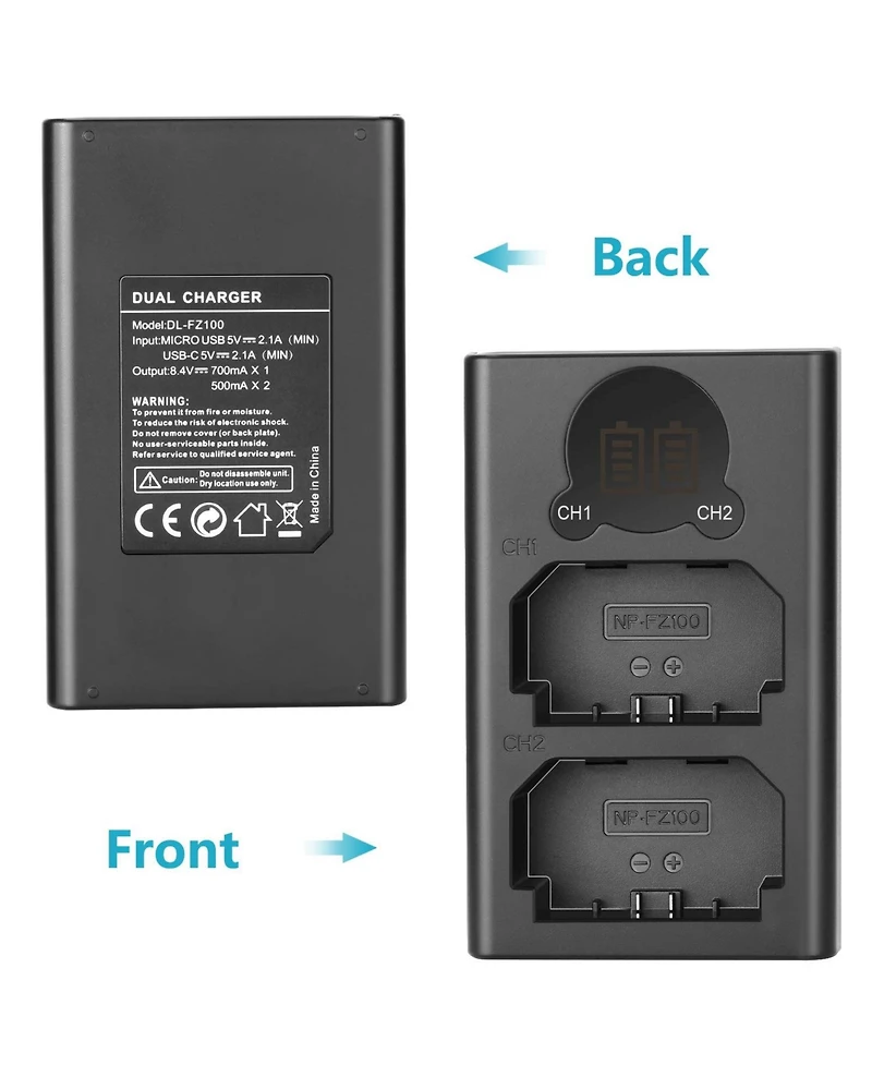 Neewer Np-FZ100 Camera Battery and Charging Accessory with 2280mAh for select Sony Np-f-series devices