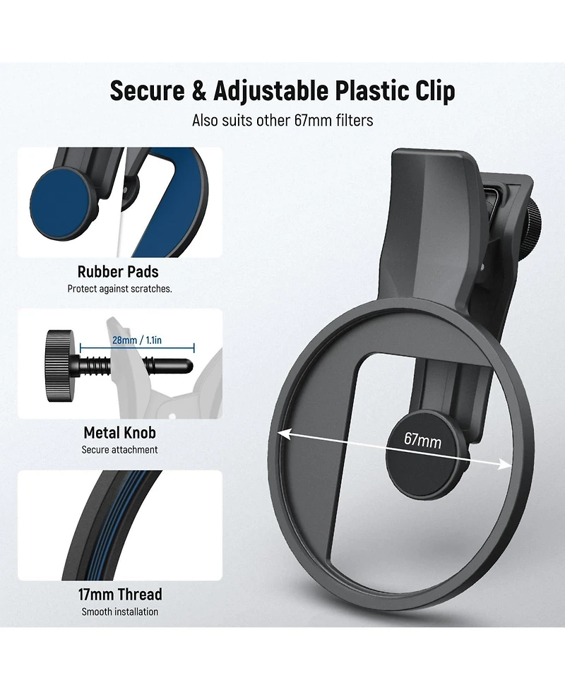 Neewer Fl-B37 Camera Lens Accessory with Cpl, ND2-32 for select iPhone models
