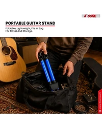 5 core Guitar Stand Adjustable A Frame Shape w Rubber Pad Arms Supports Acoustic Electric Bass