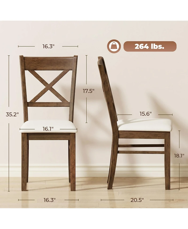 Homcom Dining Chairs Set of 2 Upholste Kitchen with Wooden Frame