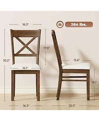 Homcom Dining Chairs Set of 2 Upholste Kitchen with Wooden Frame
