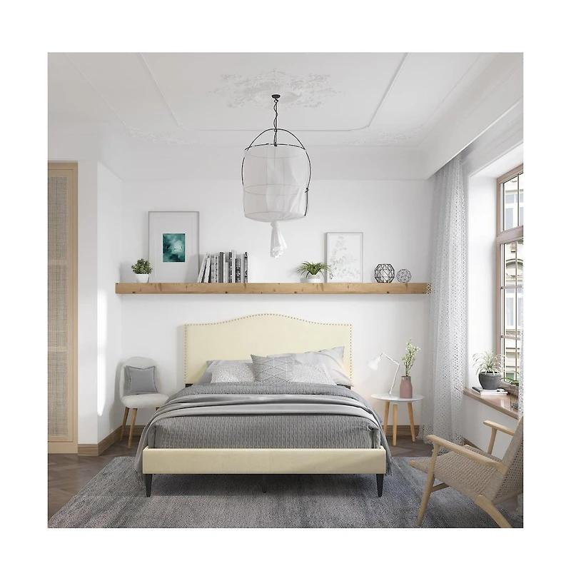 Glenwillow Home Leighford Queen Platform Bed Light Gray