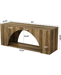 Tribesigns 63 inches Tv Stand for 55/60/65/75 Inches Tv, 2-Tier Farmhouse Television Stands with Arched Open Storage