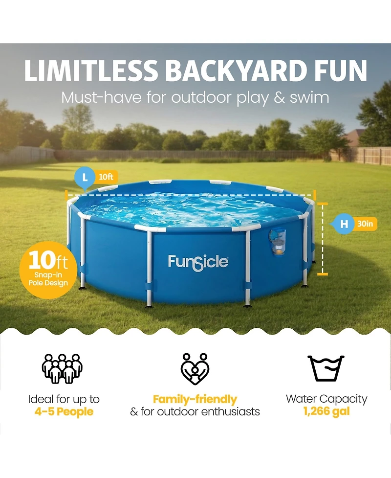 Funsicle Outdoor Activity Round Frame Above Ground Swimming Pool Set