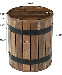 Tribesigns Barrel Side Table with Hidden Storage, 19.68" Farmhouse Round Rustic Wood End Table with Removable Lid