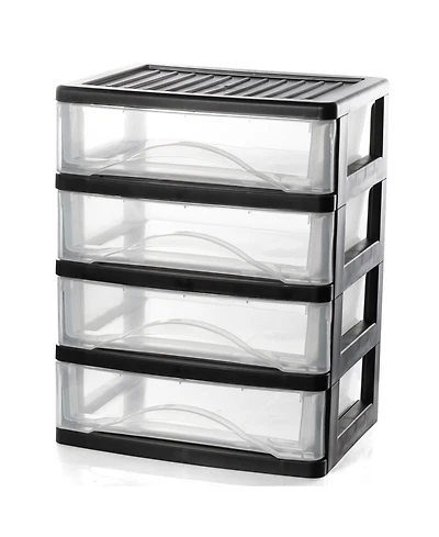 Xdovet 4-Drawer Stackable Desktop Organizer Plastic Storage Cabinet Home Office Kitchen Pantry