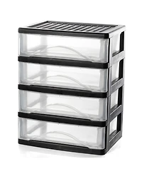 Xdovet 4-Drawer Stackable Desktop Organizer Plastic Storage Cabinet Home Office Kitchen Pantry