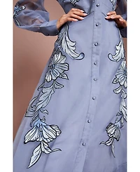 Coast Women's Embroidered Sheer Sleeve Midi Dress