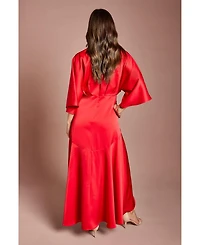 Coast Women's Satin Back Crepe Ruffle Wrap Midi Dress