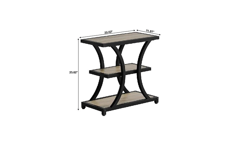 Slickblue 3-Tier End Table with Geometric Design for Living Room