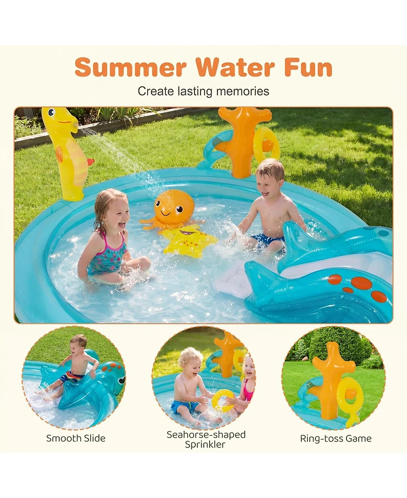 Aofar Inflatable Pool Water Sprayer Slide Swim Center Playyard