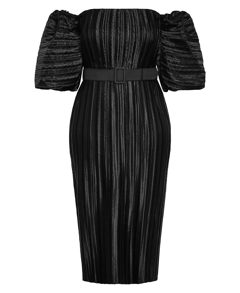 City Chic Women's Krista Pleat Midi Dress