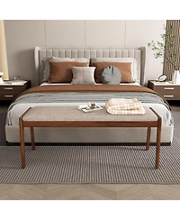 Slickblue 45" Entryway Bench with Fabric Seat and Rubber Wood Frame