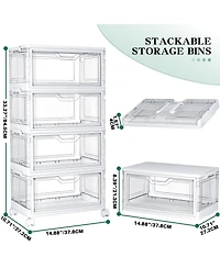 Xdovet 4-Tier Stackable Storage Bins with Wheels Lids
