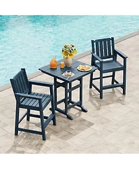 homfan All-Weather Hdpe Patio Bar Stools Set of 2, Tall Adirondack Chairs with Armrests, Wide Seat and Back, Waterproof for Balcony, Garden, Poolside