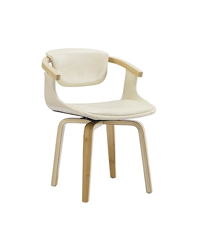 HomeRoots Upholstered Faux Leather Dining Arm Chair