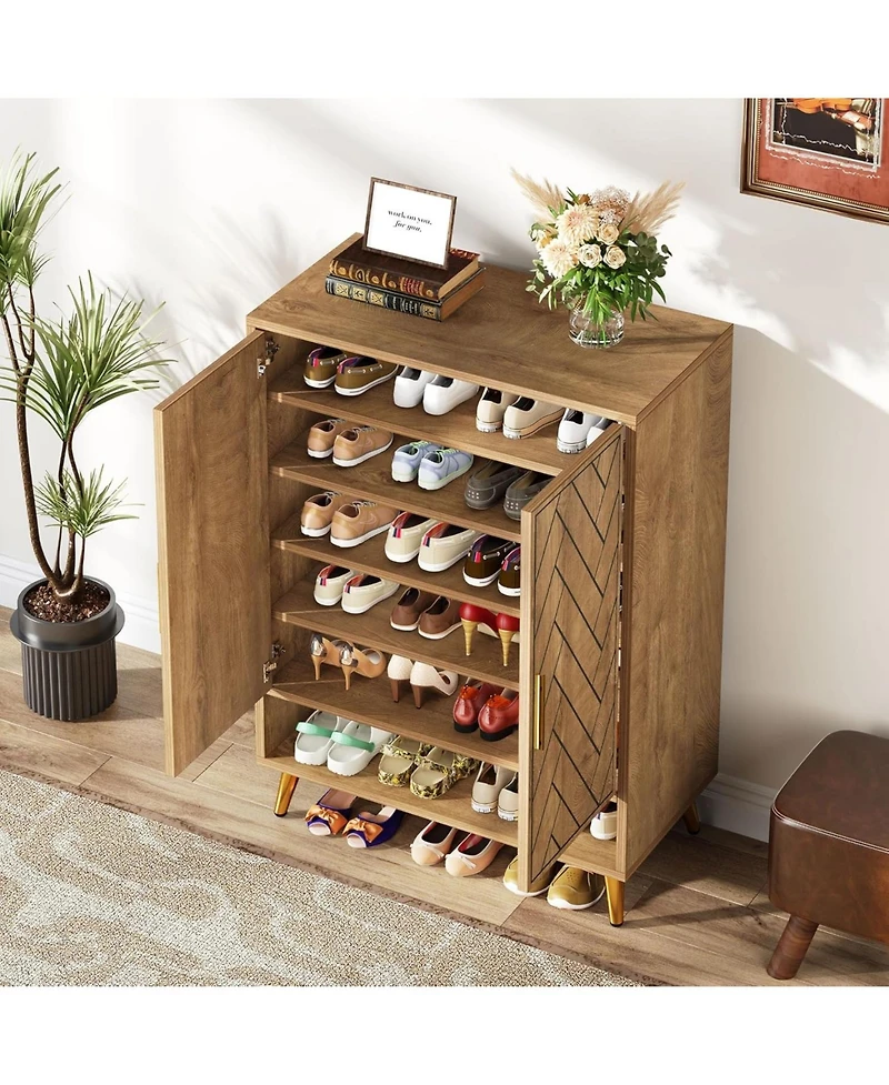Tribesigns 6-Tier Shoe Cabinet with Doors, Storage for Entryway, Hallway