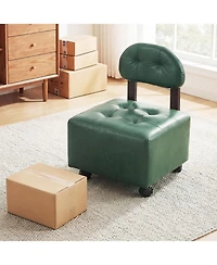 Slickblue Set of 2 Rolling Ottoman Footrest Stools with Lockable Wheels