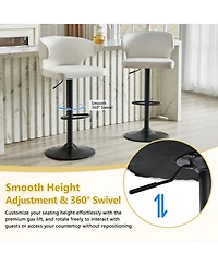 Rainsken Modern Bar Stools Set of 2, with Back and Footrest, Adjustable Pu Leather Swivel Bar Stools, 360degree(s)Swivel Barstools, for Kitchen Island