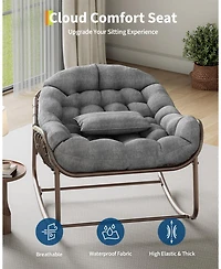 gaomon Outdoor Oversized Wicker Lounge Chair, Papasan Rocking Chair for Balcony Backyard Porch Bedroom
