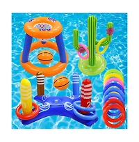 Gnuadz Pools Basketball Hoop Inflatable Ring Toss Game Water Toys