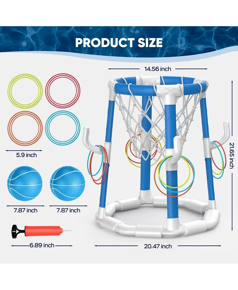 Gnuadz Pool Basketball Hoop Ring Toss Game Floating Indoor Outdoor