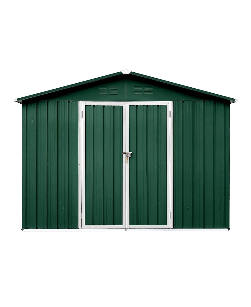 Mondawe 6feet x 8feet Metal Garden Sheds - All Weather Outdoor Storage Building with Ventilation, Lockable Doors for Garden, Backyard