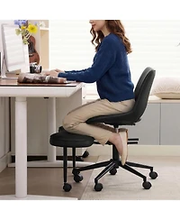 homfan Cross-Legged Office Chair with Wheels, 360degree(s) Swivel, Height Adjustable Seat, Wide Criss Cross Design with Lumbar Support