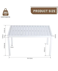 Mondawe 55 Inches Outdoor Modern Dining Table, Lightweight Pp Tabletop with Metal Legs