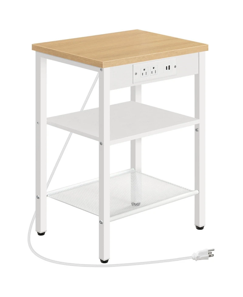 Slickblue Living Room Side Table with Charging Station, Usb Ports and Storage Shelves