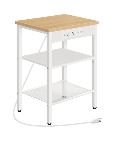 Slickblue Living Room Side Table with Charging Station, Usb Ports and Storage Shelves