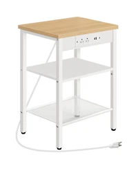 Slickblue Living Room Side Table with Charging Station, Usb Ports and Storage Shelves