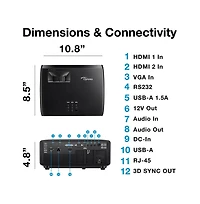 Optoma GT2400Hdr 4200 Lumen Full HD Short Throw Laser Dlp Projector Hdmi HdR