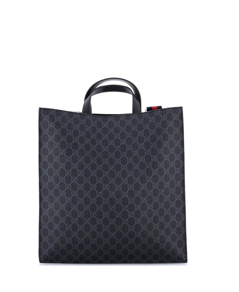 Pre-Owned Gucci Tall Convertible Soft Open Tote Gg Coated Canvas
