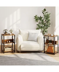 Slickblue Side Table with Built-In Charging Ports and Multi-Tier Open Shelving