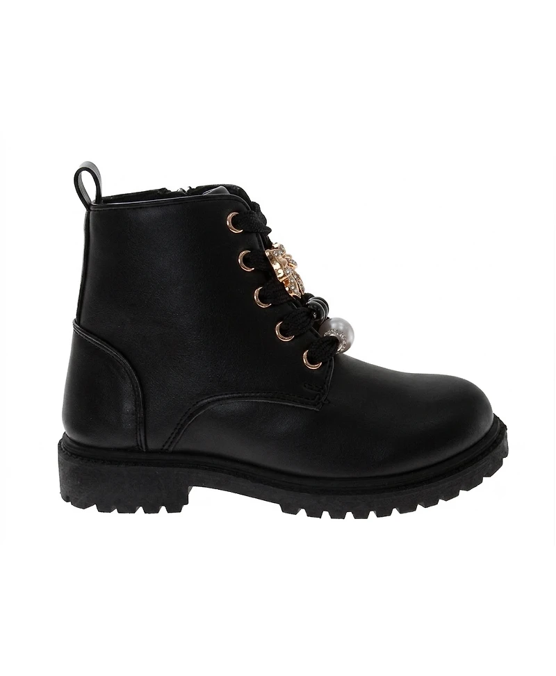 Kensie Girl Patent Combat Boots – Girls (1-13) Lace-Up Fashion Ankle with Side Zip (Little Kid/Big Kid)