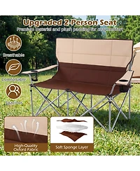 Sugift Double Camping Loveseat Chair with Carry Bag and Cup Holders for Two People