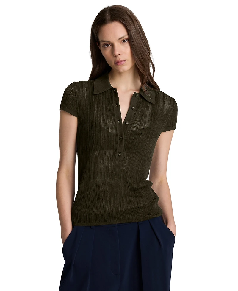 Kenneth Cole Women's Short-Sleeve Polo Sweater Top