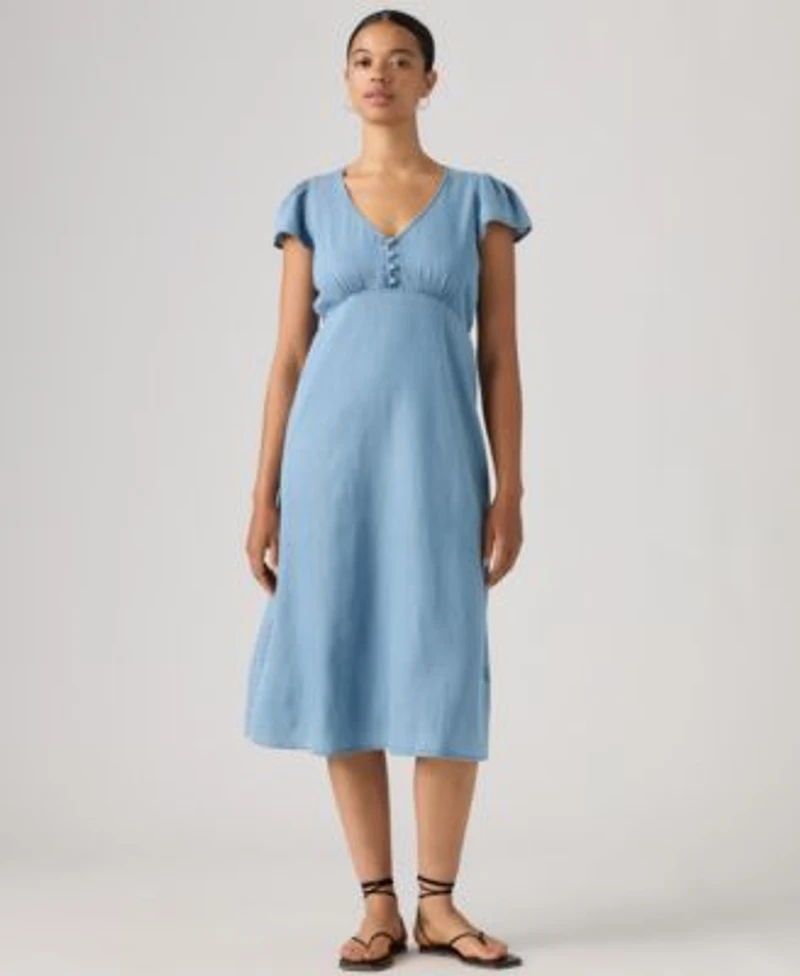 Womens Lilith V Neck Midi Dress