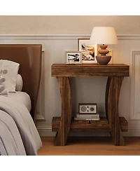 Tribesigns Narrow Side Table: 2-tier with wood legs. Small nightstand for bedroom, living room, small spaces