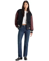 Good American Women's Team Varsity Ribbed Baseball Collar Jacket