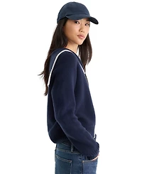 Good American Women's Knit Sailor Zip-Up Sweater