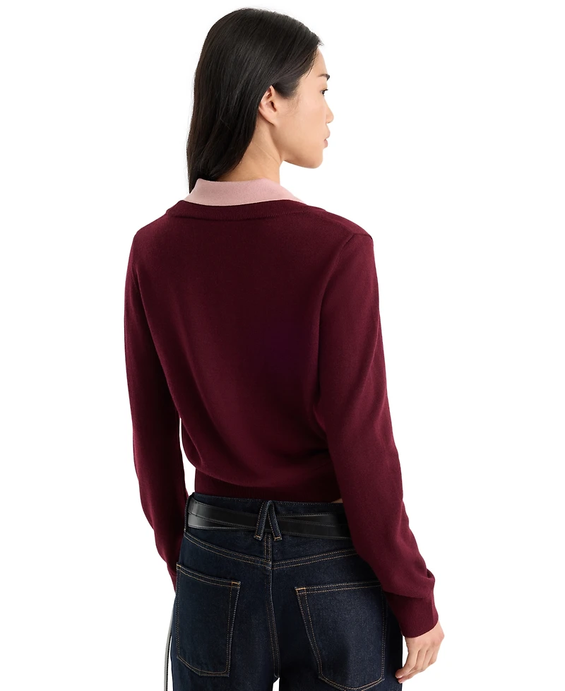 Good American Women's Two-In-One Collared Sweater