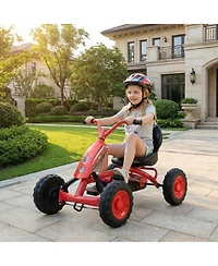 Gymax Go Kart for Kids 4 Wheel Toddler Ride On Pedal Car w/ Steering Handlebars