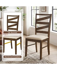 Slickblue Set of 2 Dining Chairs with Rubber Wood Frame and Back Support