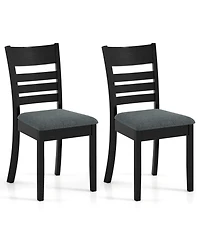 Slickblue Set of 2 Upholstered Wooden Dining Chairs with Rubber Wood Frame