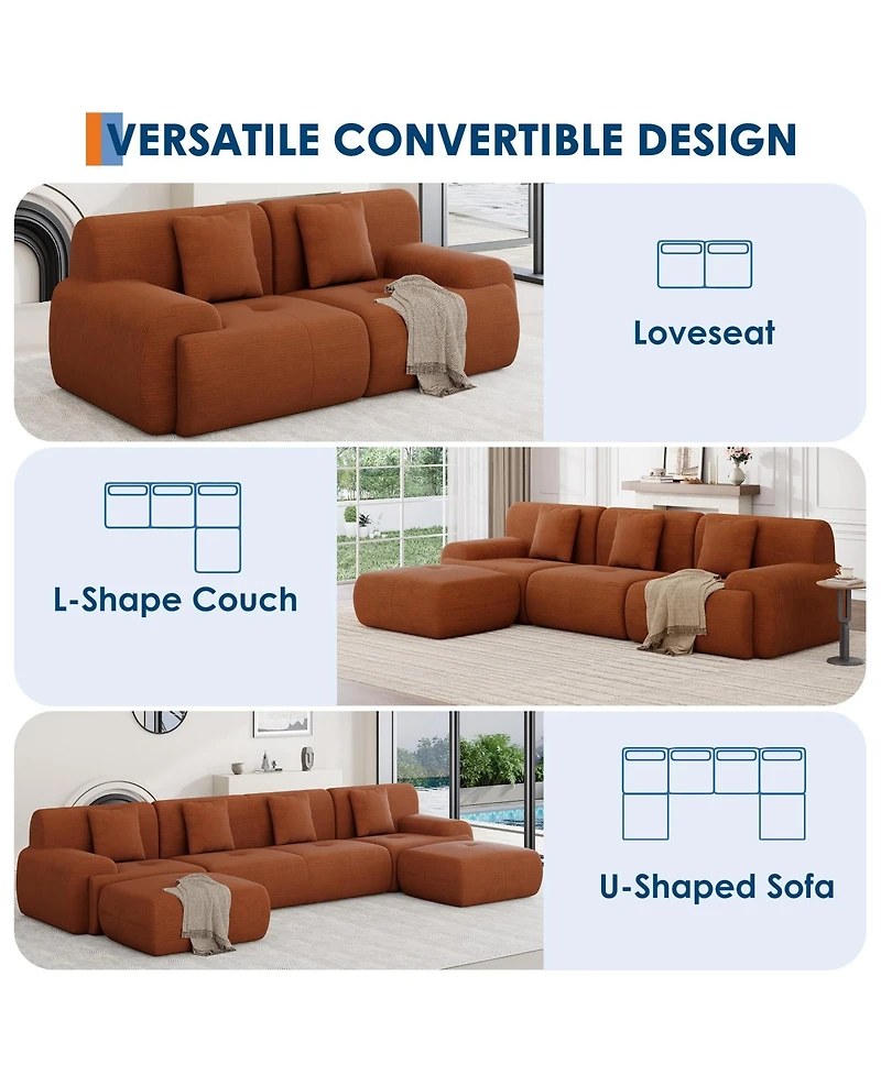 homfan Cozy Cloud-Like Loveseat Couch with Corduroy Fabric, Deep Seat Modular Sofa for Living Room, Bedroom, Small Spaces