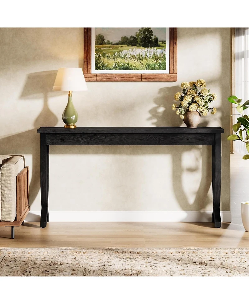 Tribesigns Solid Wood Console Table for Entryway, 63-Inch Narrow Long Sofa Table, Farmhouse Hallway Living Room, Entrance