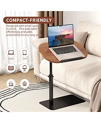 homfan Wood Color C-Shaped Side Table