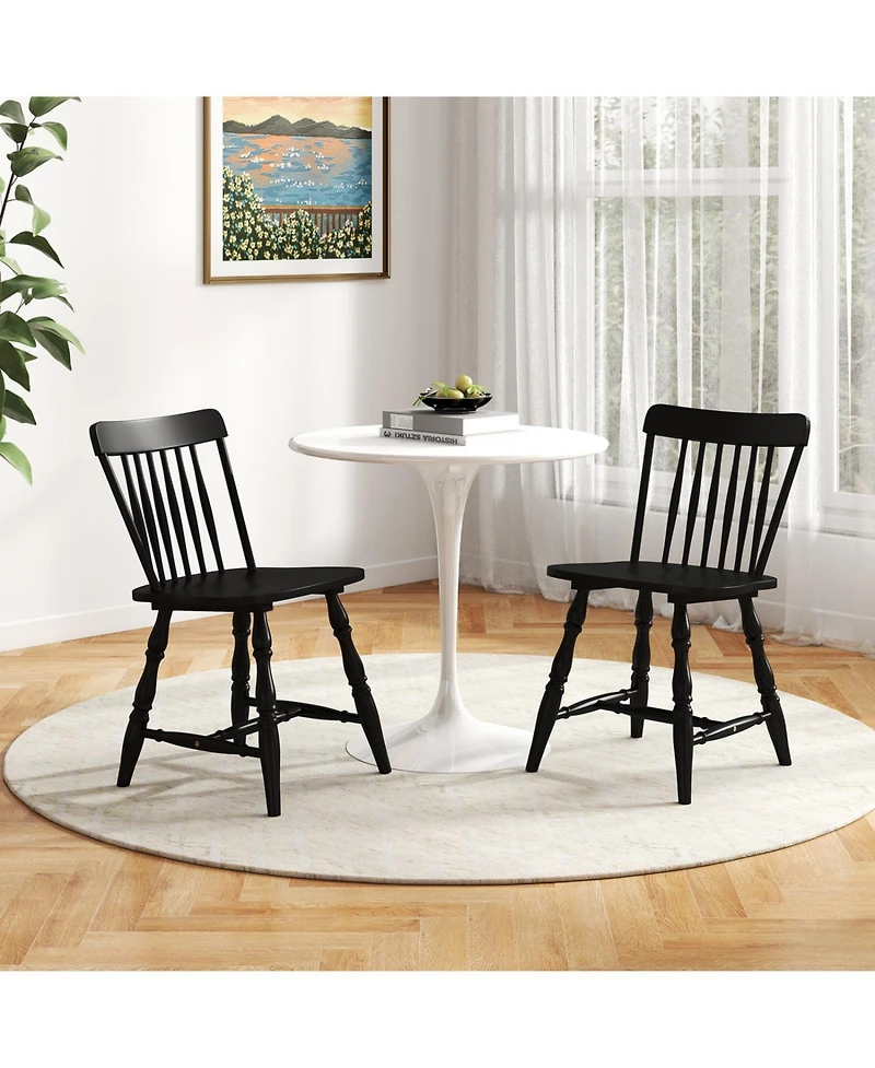Slickblue Set of 2 Windsor Dining Chairs with Curved Spindle Backrest